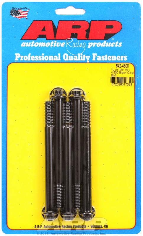 "3/8""-16 x 4.500 12pt black oxide bolts" (5pcs)