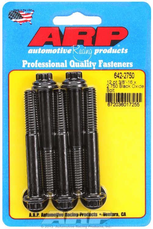 "3/8""-16 x 2.750 12pt black oxide bolts" (5pcs)