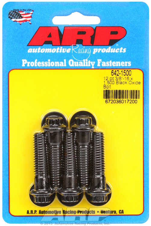 "3/8""-16 x 1.500 12pt black oxide bolts" (5pcs)