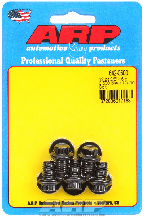 "3/8""-16 x 0.500 12pt black oxide bolts" (5pcs)
