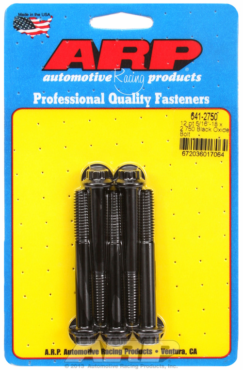 "5/16""-18 x 2.750 12pt black oxide bolts (5pcs)