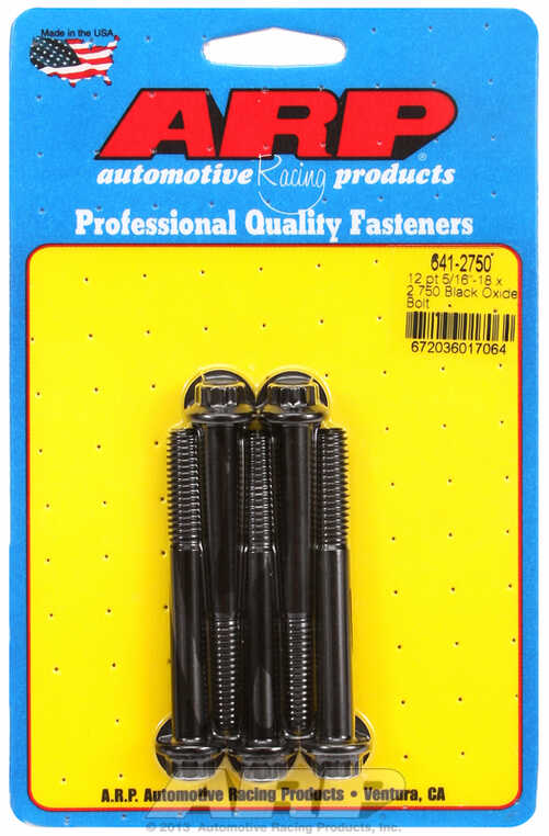 "5/16""-18 x 2.750 12pt black oxide bolts (5pcs)