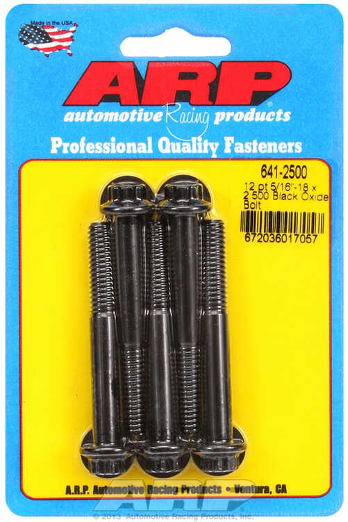 "5/16""-18 x 2.500 12pt black oxide bolts" (5pcs)