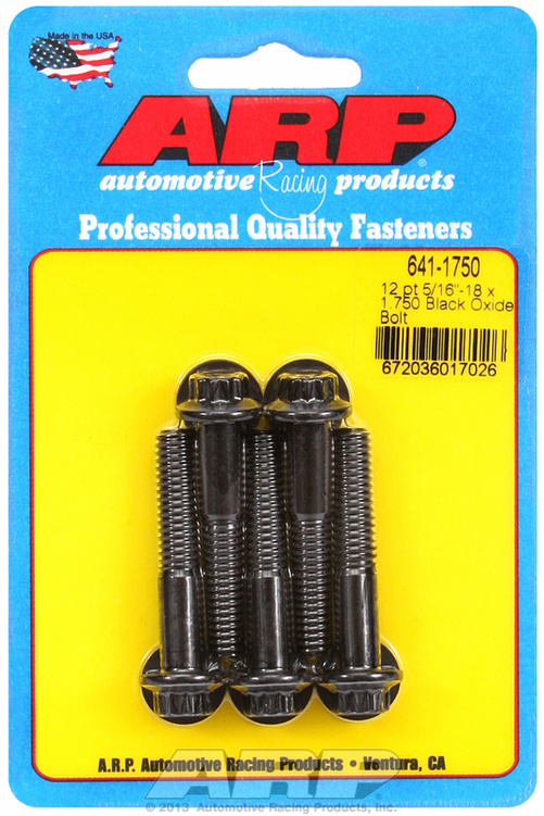 "5/16""-18 x 1.750 12pt black oxide bolts" (5pcs)