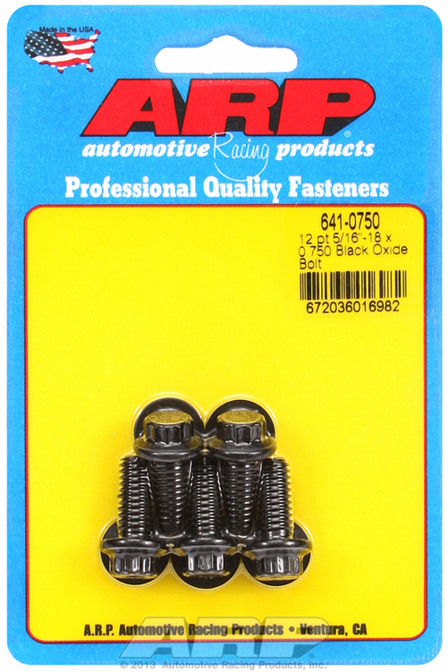 "5/16""-18 x 0.750 12pt black oxide bolts" (5pcs)