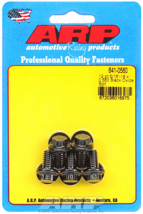 "5/16""-18 x 0.560 12pt black oxide bolts" (5pcs)