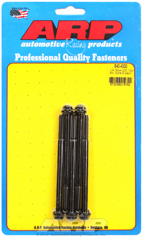 "1/4""-20 x 4.000 12pt black oxide bolts" (5pcs)