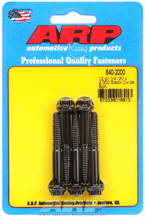 "1/4""-20 x 2.000 12pt black oxide bolts" (5pcs)