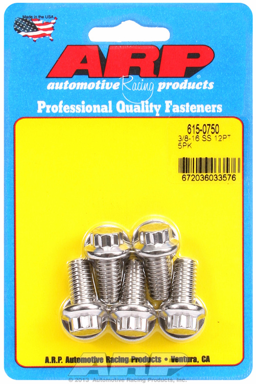 "3/8""-16 x 0.750 12pt 7/16 wrenching SS bolts" (5pcs)