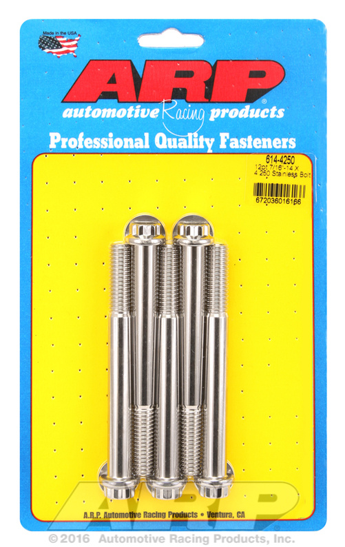 "7/16""-14 X 4.250 12pt 1/2 wrenching SS bolts" (5pcs)