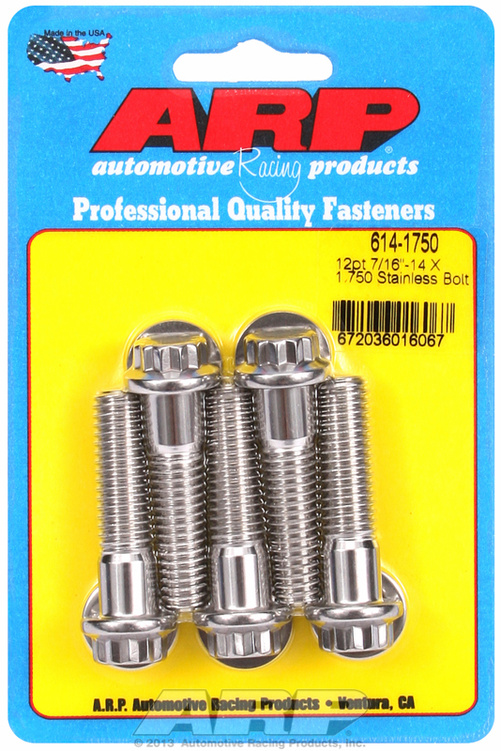 "7/16""-14 X 1.750 12pt 1/2 wrenching SS bolts" (5pcs)