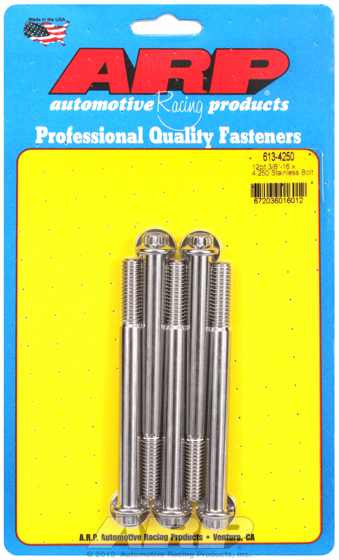 "3/8""-16 x 4.250 12pt SS bolts" (5pcs)