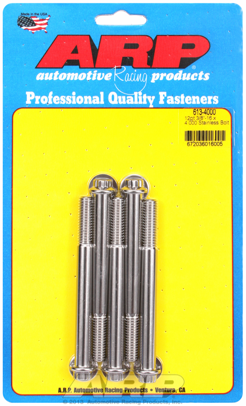 "3/8""-16 x 4.000 12pt SS bolts" (5pcs)