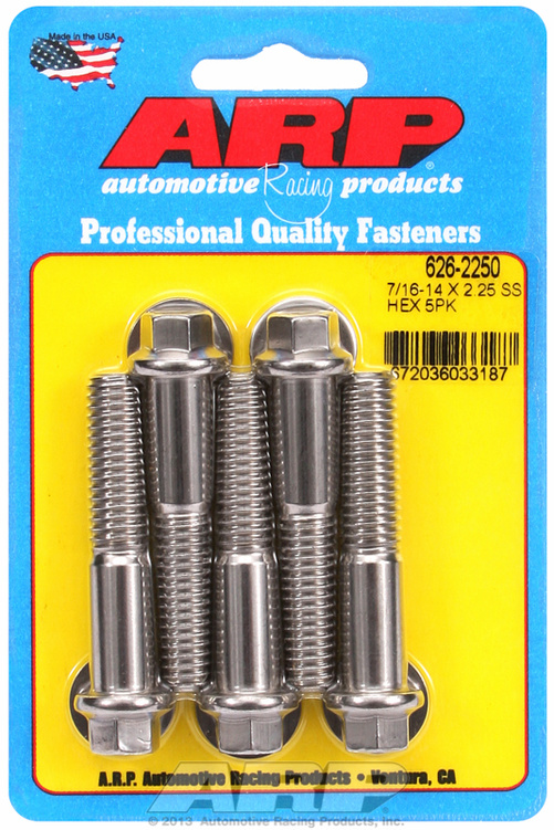 "7/16""-14 X 2.250 hex SS bolts" (5pcs)