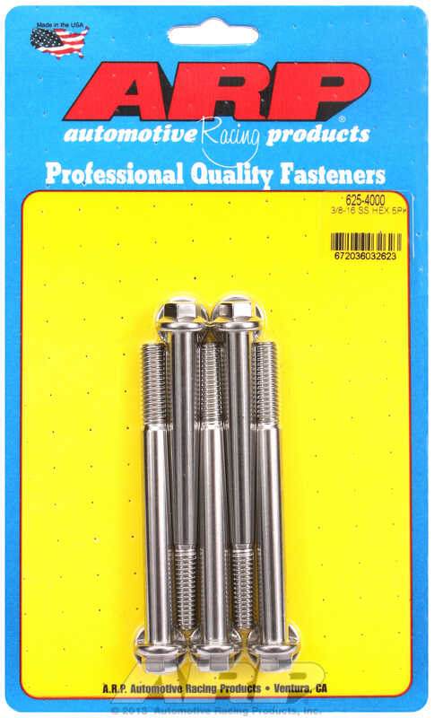 "3/8""-16 x 4.000 hex 7/16 wrenching SS bolts" (5pcs)