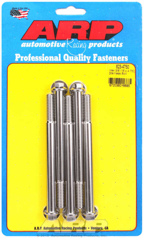 "3/8""-16 x 4.750 hex SS bolts" (5pcs)