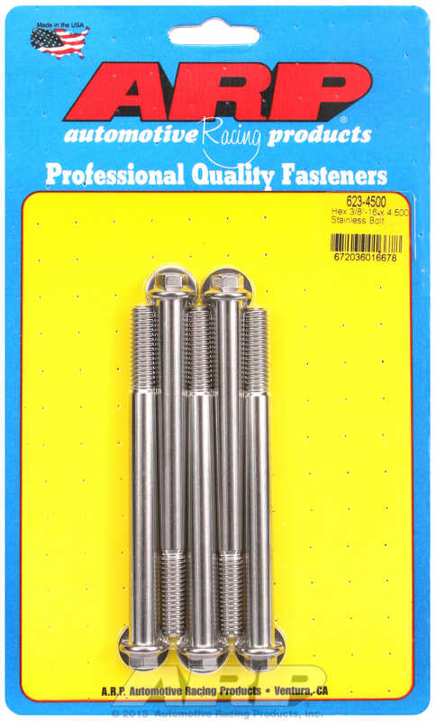 "3/8""-16 x 4.500 hex SS bolts" (5pcs)
