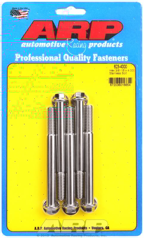 "3/8""-16 x 4.000 hex SS bolts" (5pcs)