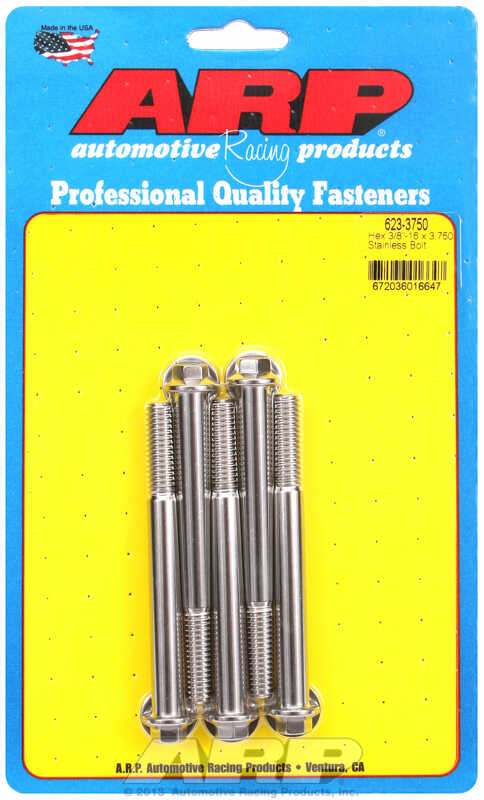 "3/8""-16 x 3.750 hex SS bolts" (5pcs)