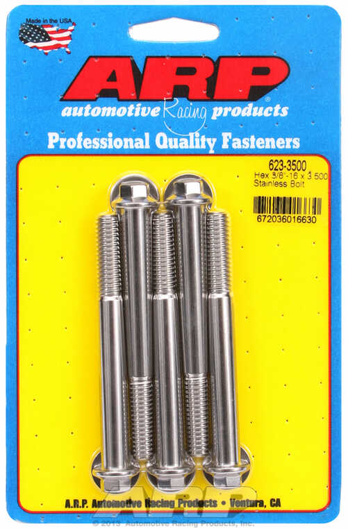 "3/8""-16 x 3.500 hex SS bolts" (5pcs)