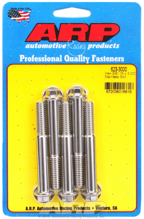 "3/8""-16 x 3.000 hex SS bolts" (5pcs)