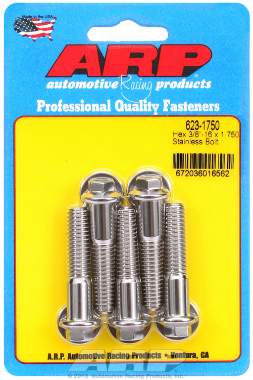 "3/8""-16 x 1.750 hex SS bolts" (5pcs)