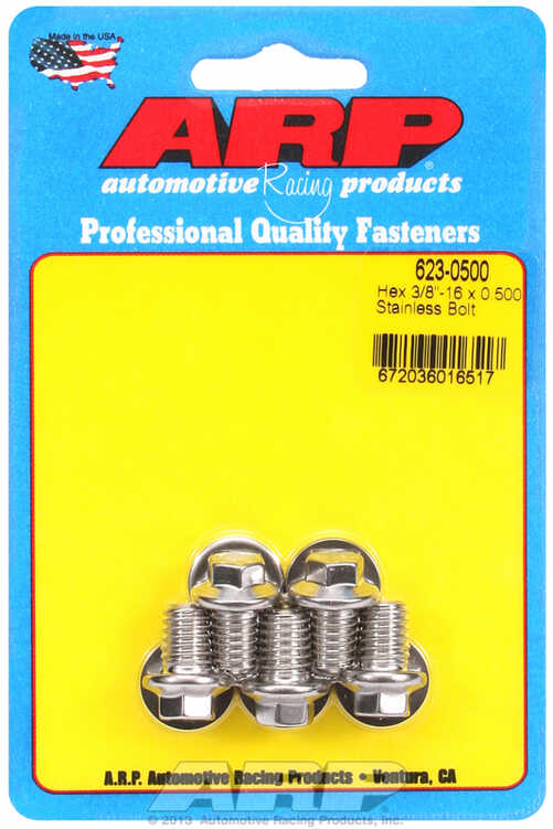 "3/8""-16 x 0.500 hex SS bolts" (5pcs)