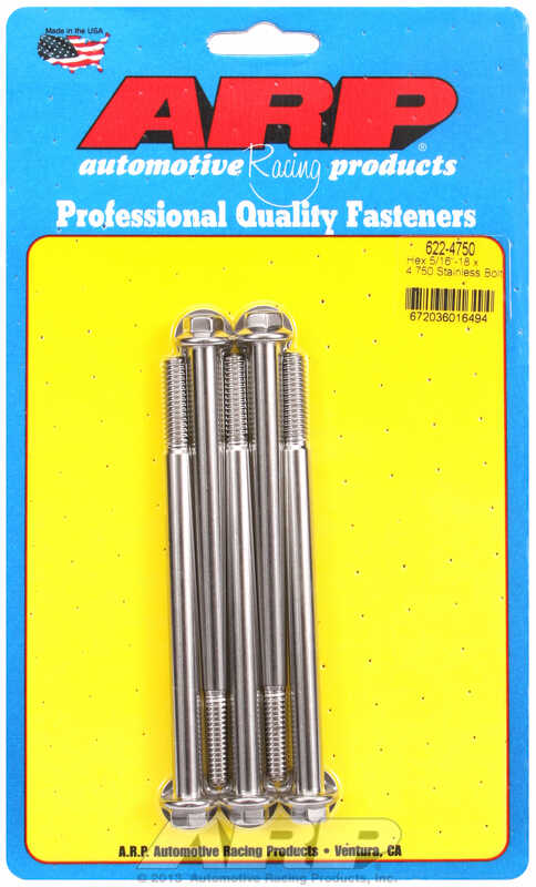 "5/16""-18 x 4.750 hex SS bolts"