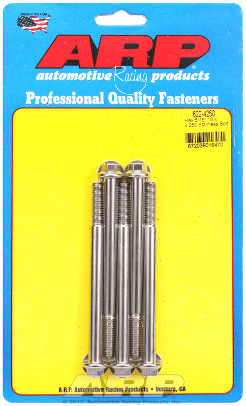 "5/16""-18 x 4.250 hex SS bolts"