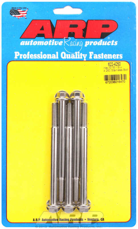 "5/16""-18 x 4.250 hex SS bolts"