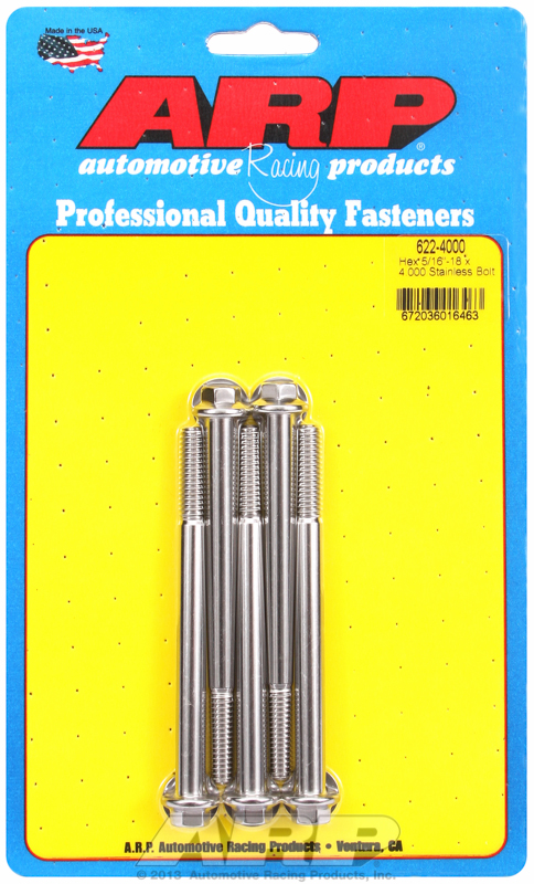 "5/16""-18 x 4.000 hex SS bolts"