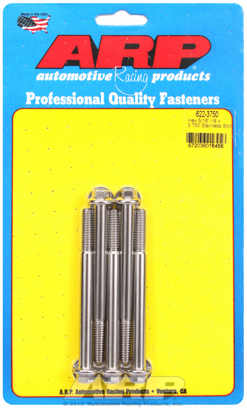 "5/16""-18 x 3.750 hex SS bolts"