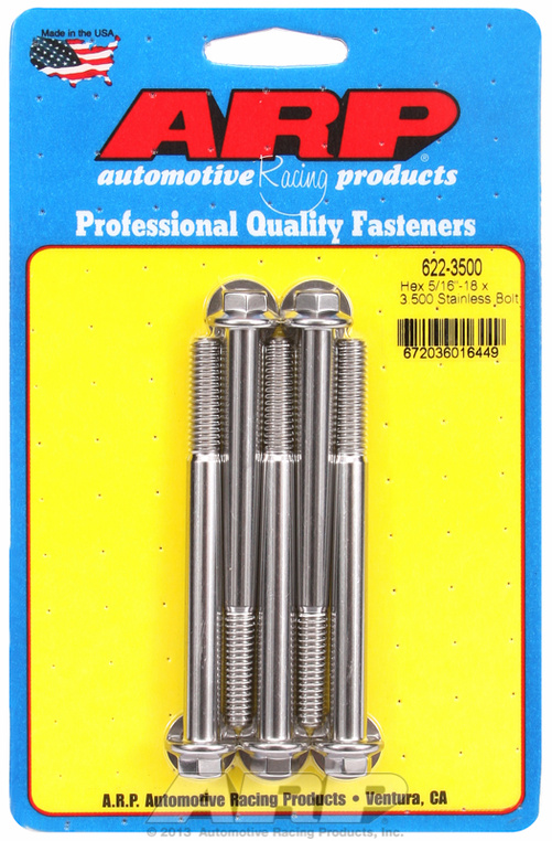 "5/16""-18 x 3.500 hex SS bolts"