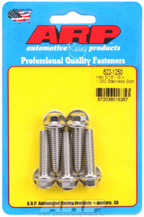 "5/16""-18 x 1.250 hex SS bolts"