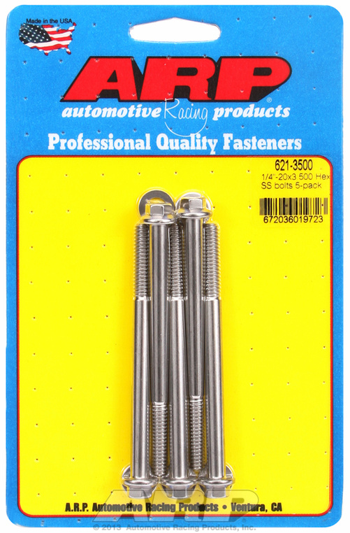 "1/4""-20 x 3.500 hex SS bolts" (5pcs)