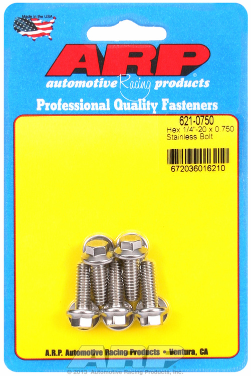 "1/4""-20 x 0.750 hex SS bolts" (5pcs)