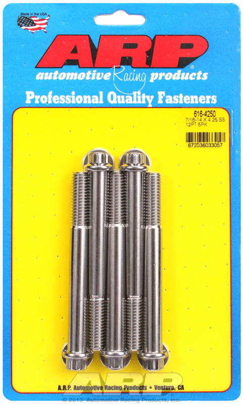 "7/16""-14 X 4.250 12pt SS bolts" (5pcs)