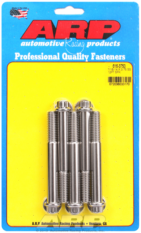 "7/16""-14 X 3.750 12pt SS bolts" (5pcs)