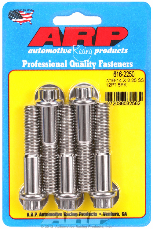 "7/16""-14 X 2.250 12pt SS bolts" (5pcs)