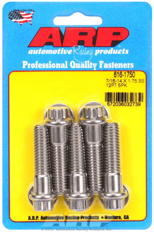 "7/16""-14 X 1.750 12pt SS bolts" (5pcs)