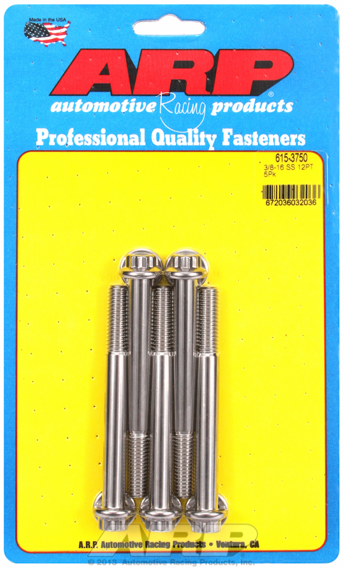 "3/8""-16 x 3.750 12pt 7/16 wrenching SS bolts" (5pcs)