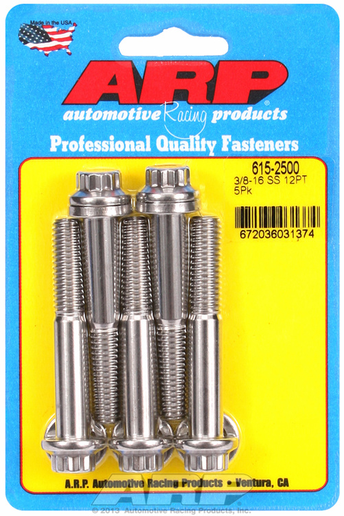 "3/8""-16 x 2.500 12pt 7/16 wrenching SS bolts" (5pcs)