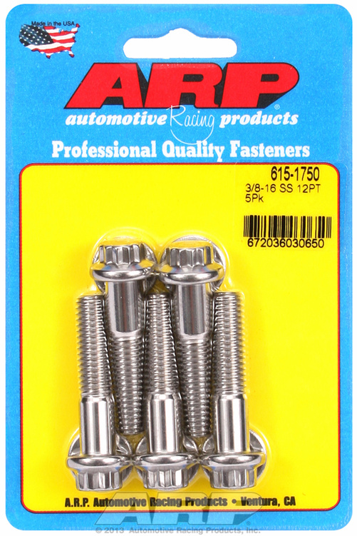 "3/8""-16 x 1.750 12pt 7/16 wrenching SS bolts" (5pcs)