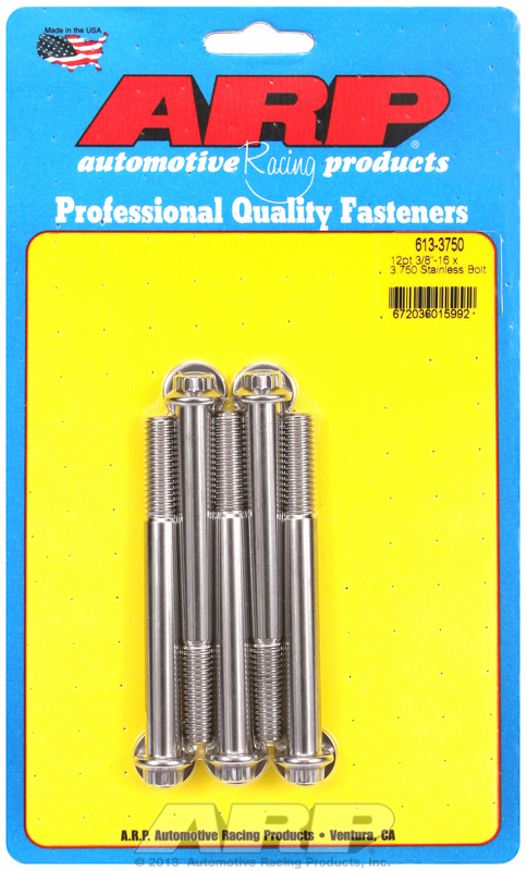 "3/8""-16 x 3.750 12pt SS bolts" (5pcs)