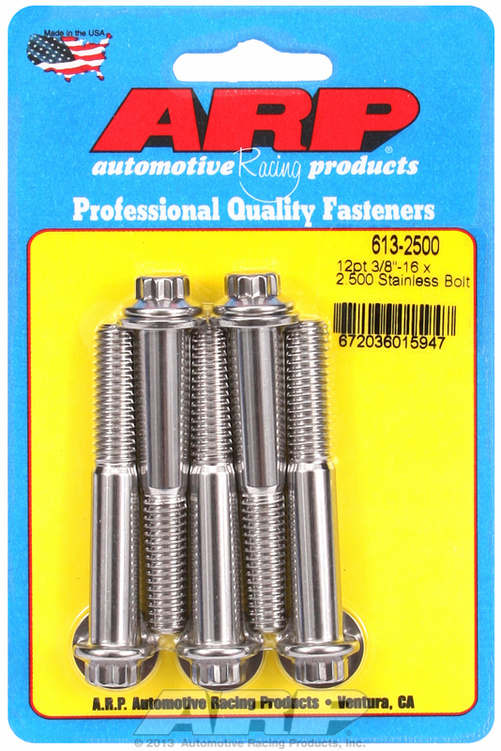 "3/8""-16 x 2.500 12pt SS bolts" (5pcs)