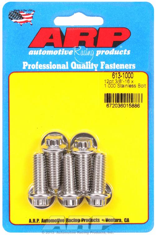 "3/8""-16 x 1.000 12pt SS bolts" (5pcs)