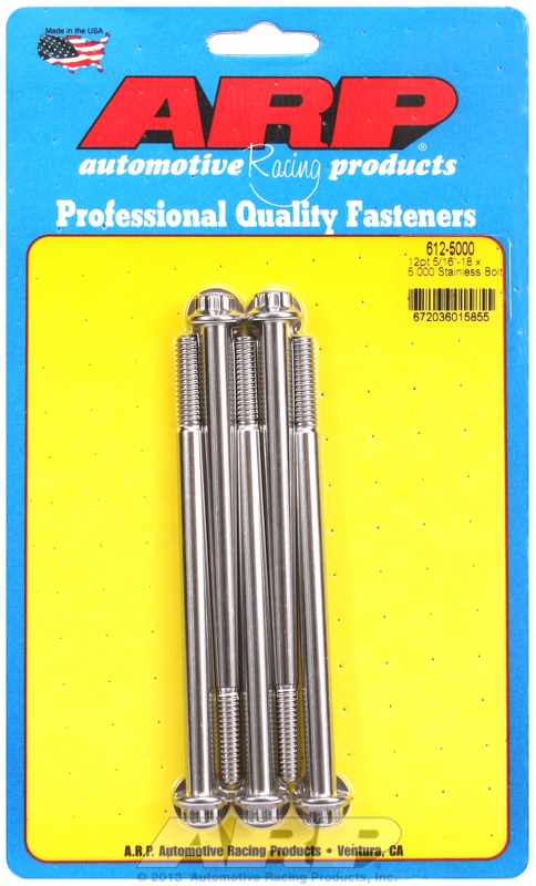 "5/16""-18 x 5.000 12pt SS bolts" (5pcs)
