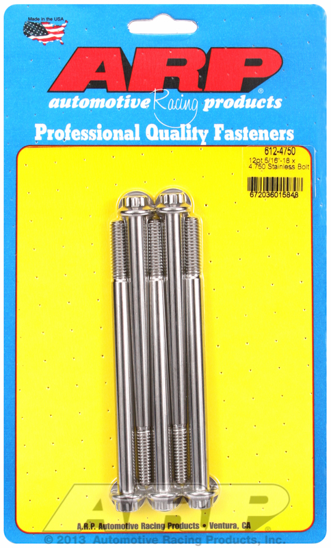 "5/16""-18 x 4.750 12pt SS bolts" (5pcs)