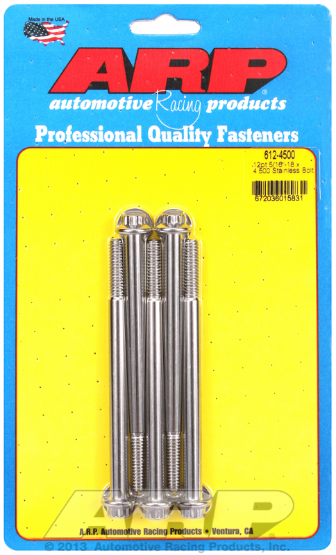 "5/16""-18 x 4.500 12pt SS bolts" (5pcs)