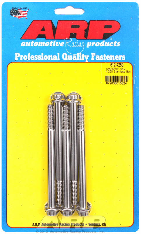 "5/16""-18 x 4.250 12pt SS bolts" (5pcs)